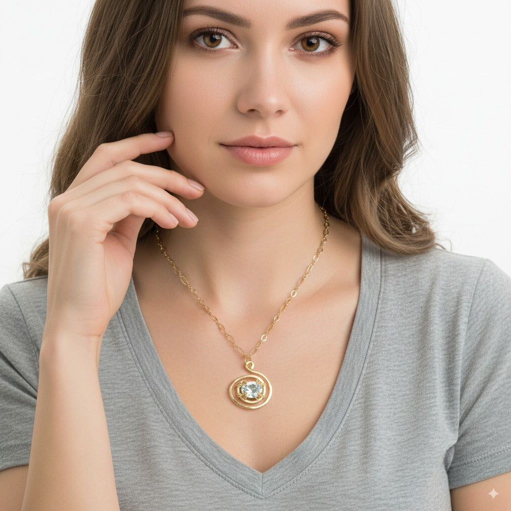 Aquamarine Swirl Pendant Necklace