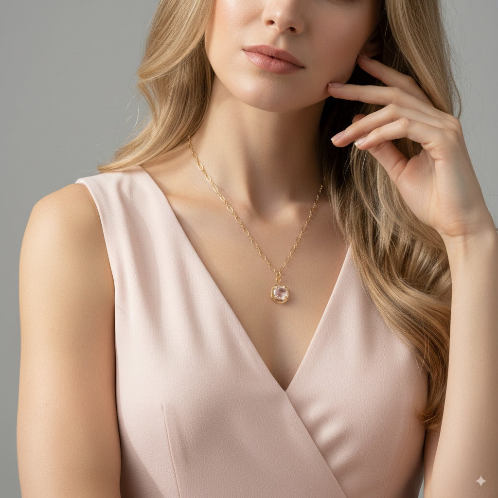 Kunzite Solitaire Necklace