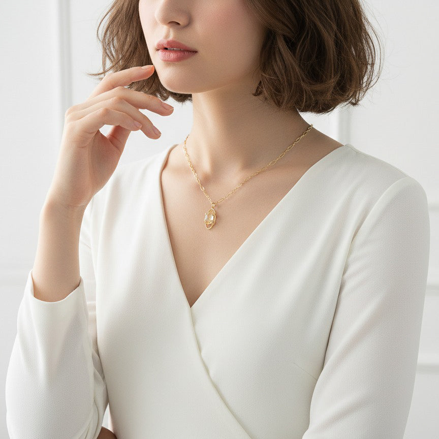 Lemon Quartz Pendant Necklace