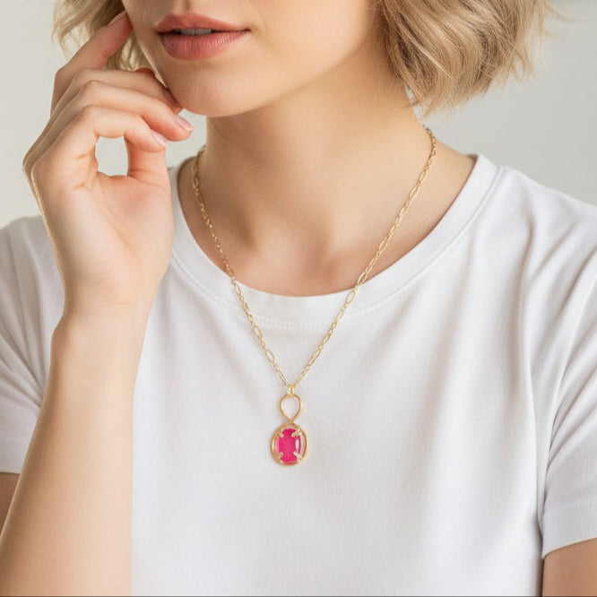 Pink Chalcedony Pendant Necklace