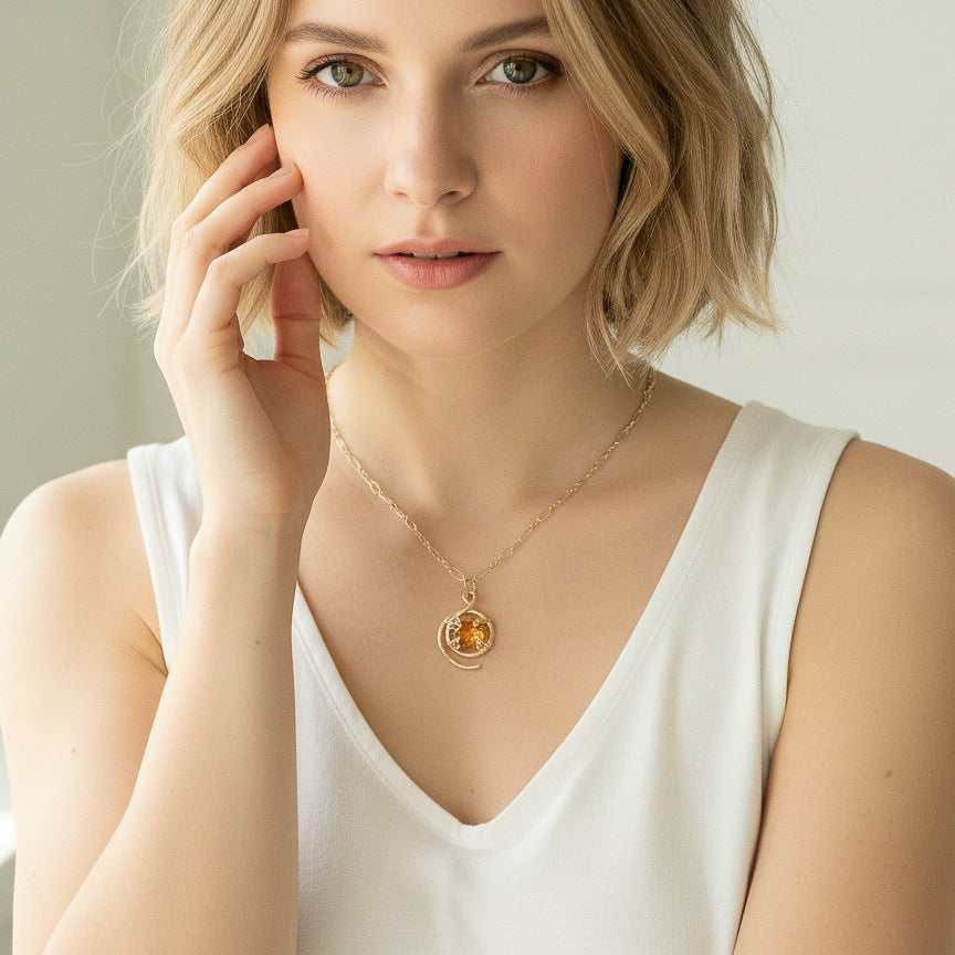Citrine Asymmetrical Pendant Necklace