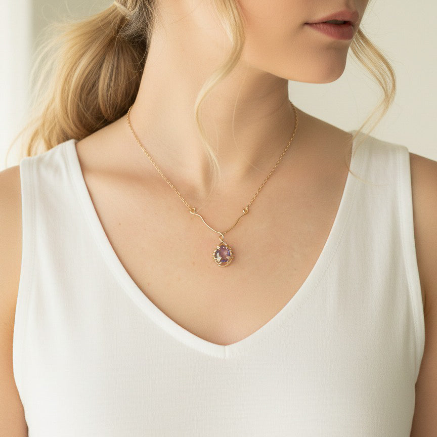 Purple Amethyst Y Necklace