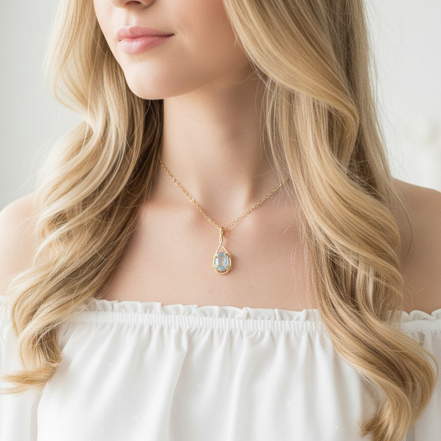 Sky Blue Topaz Pendant Necklace