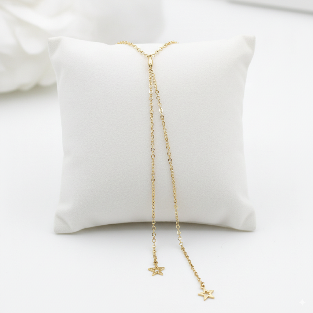 Gold Star Lariat Necklace
