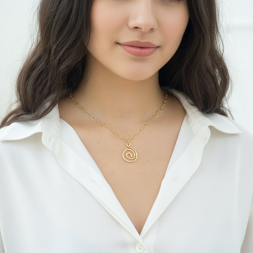 Gold Swirl Pendant Necklace