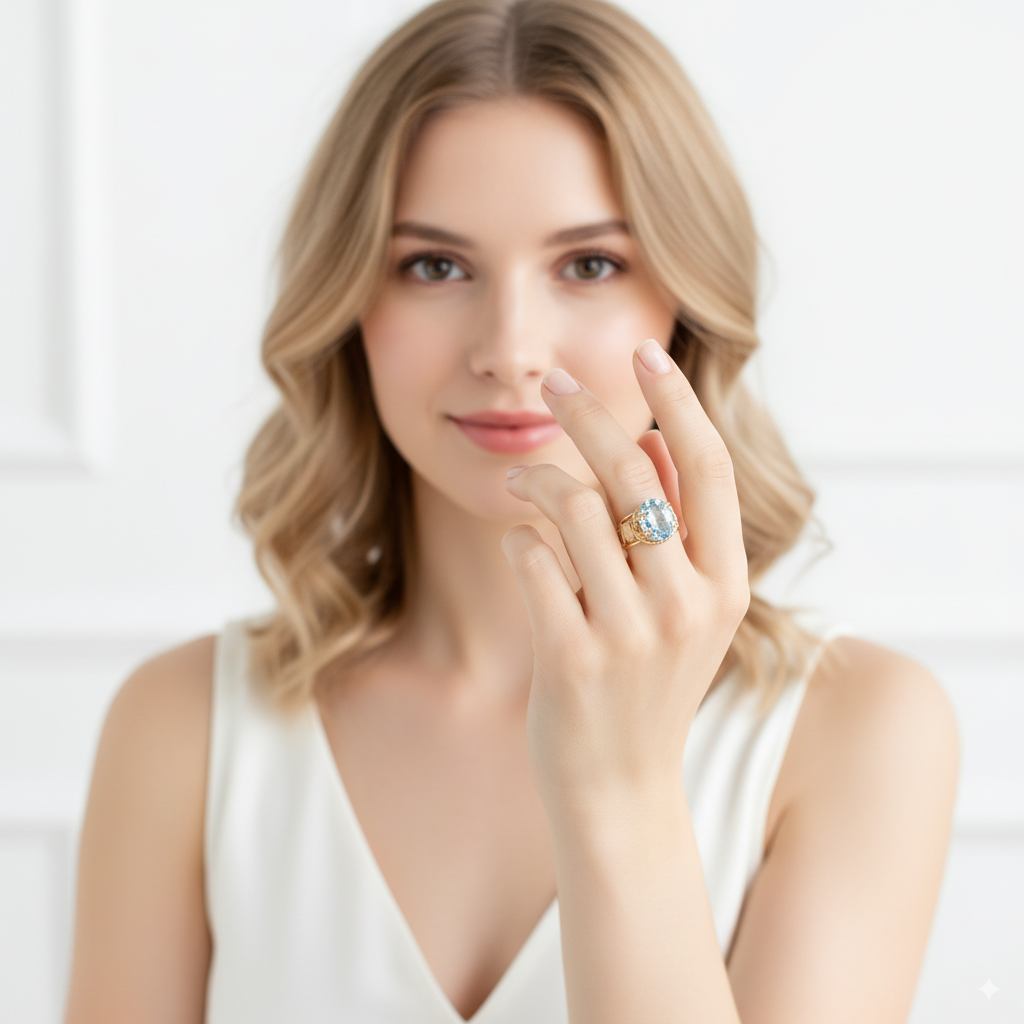 Sky Blue Topaz Oval Ring