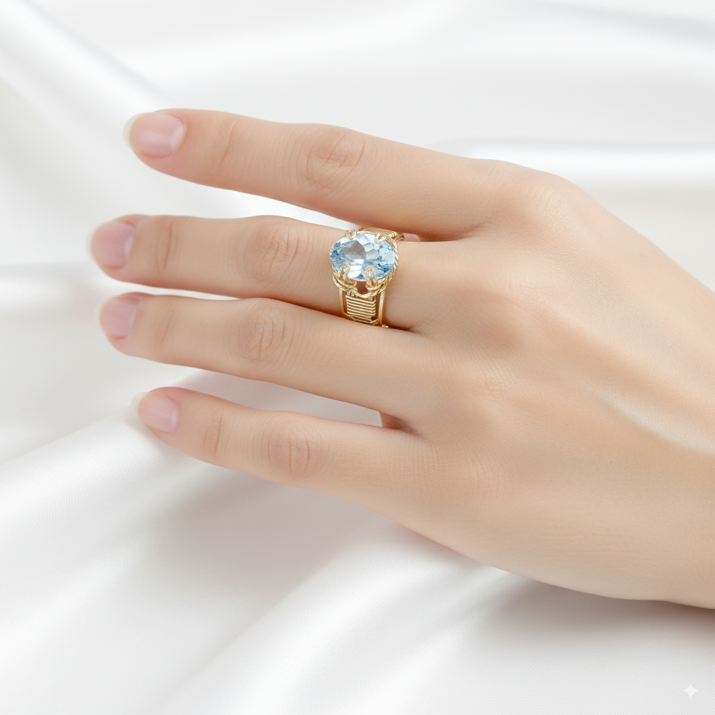 Sky Blue Topaz Oval Ring