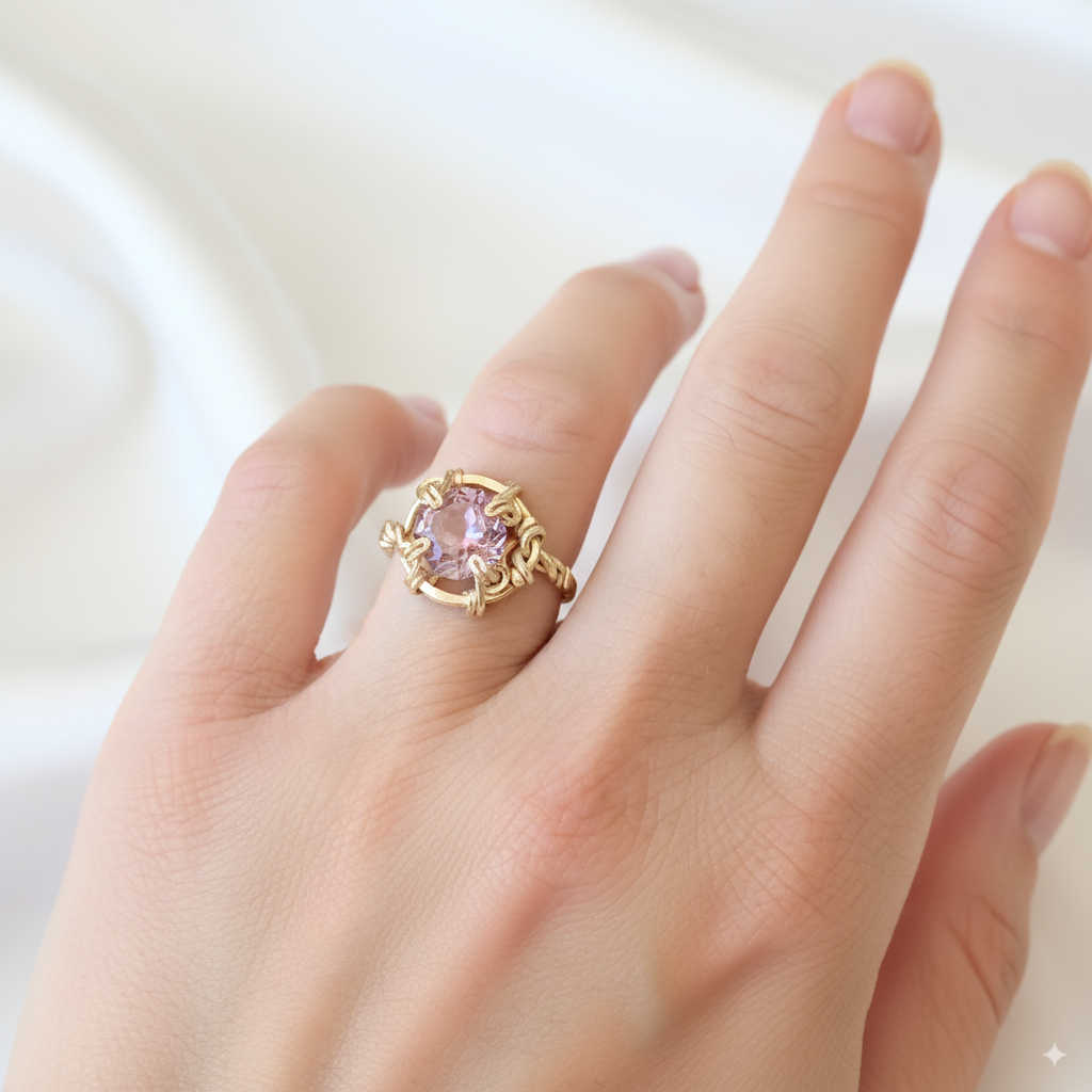 Purple Amethyst Twisted Band Ring