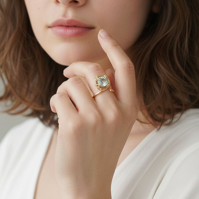 Aquamarine Swirl Ring