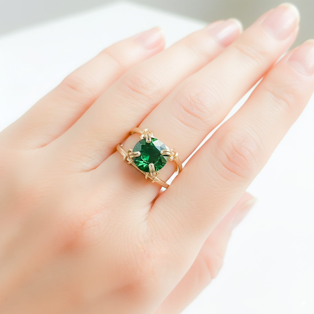 Emerald Double Banded Ring