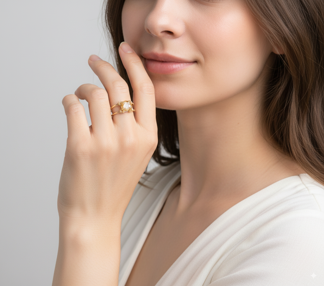 Citrine Double Banded Ring