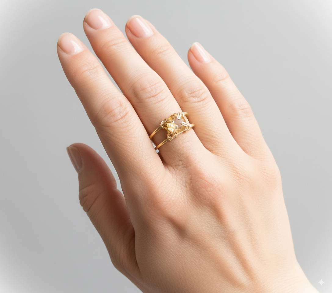 Citrine Double Banded Ring