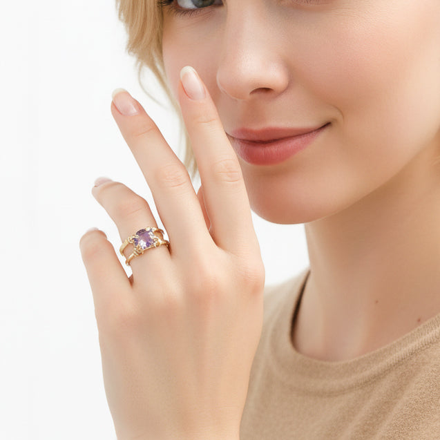 Purple Amethyst Dainty Ring