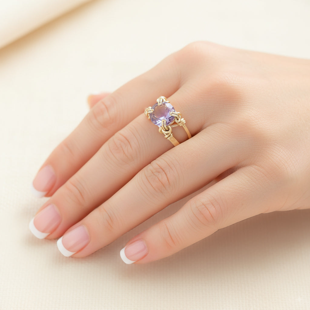 Purple Amethyst Dainty Ring