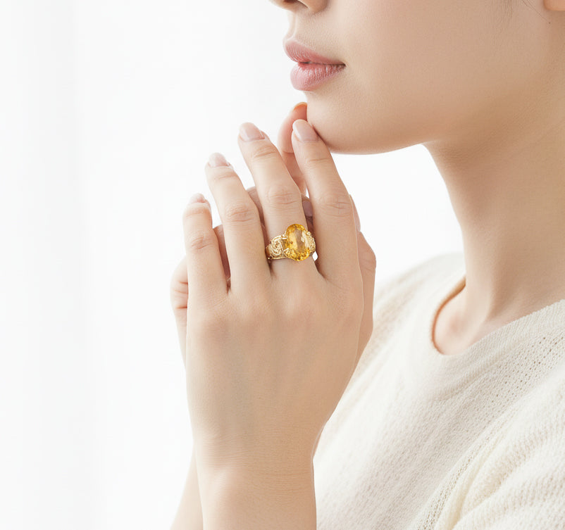 Citrine Double Swirl Ring