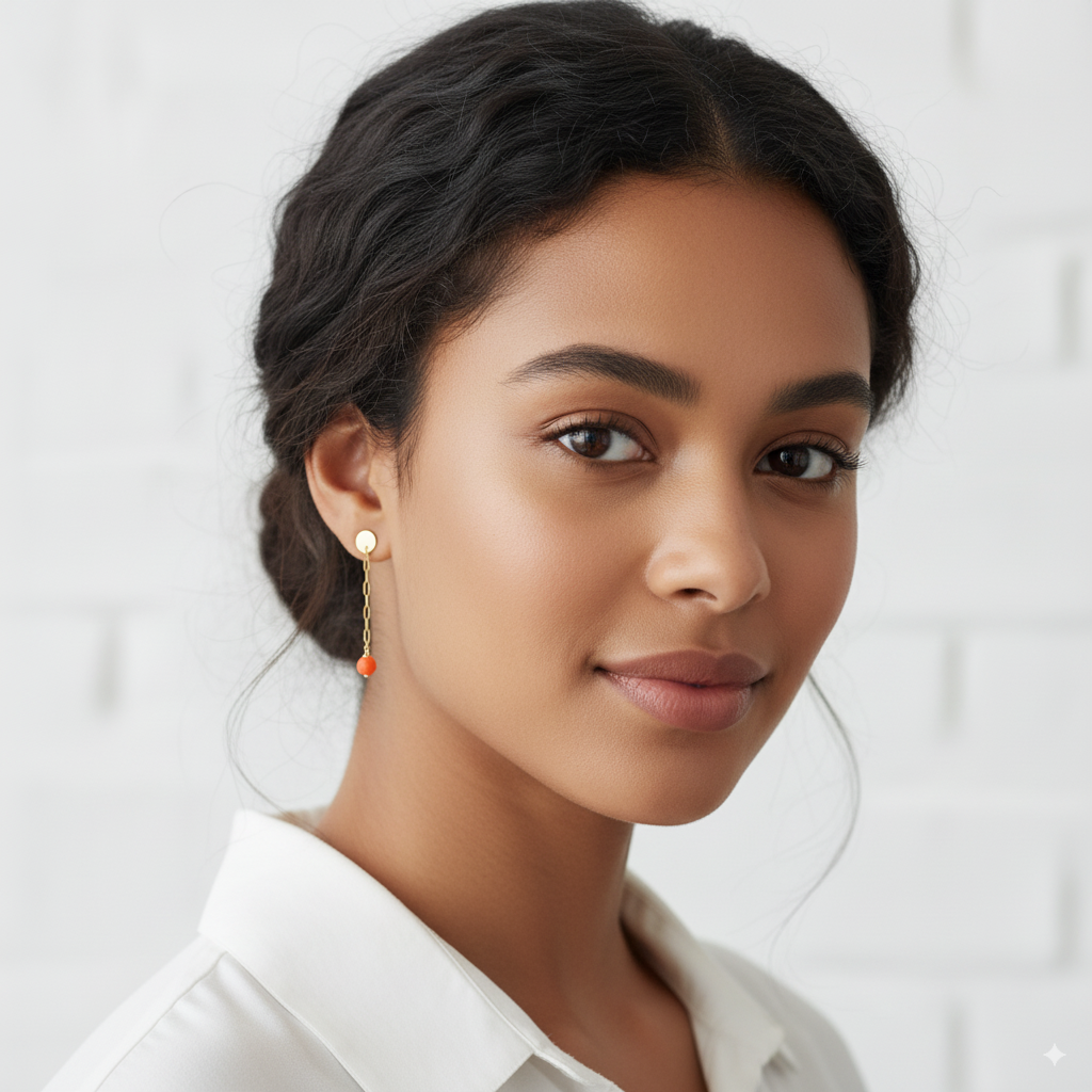 Coral Long Earrings
