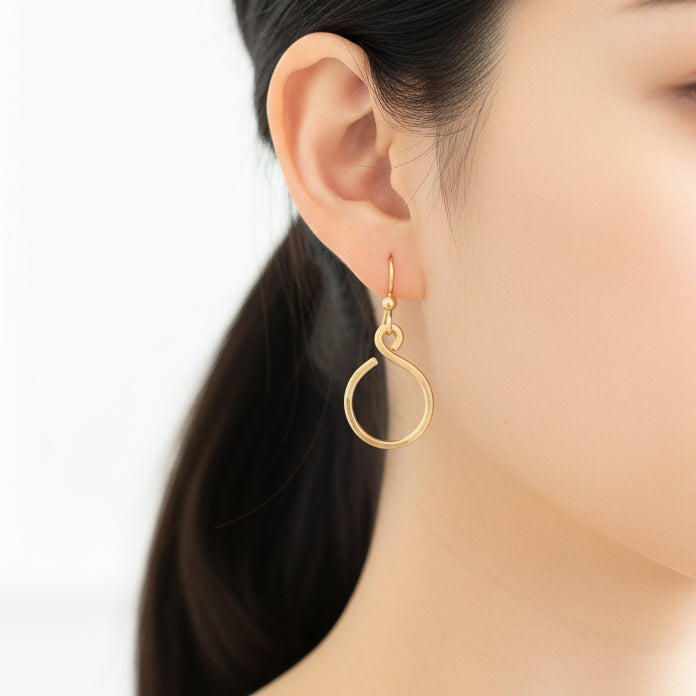 Gold Simple Classic Hammered Earrings