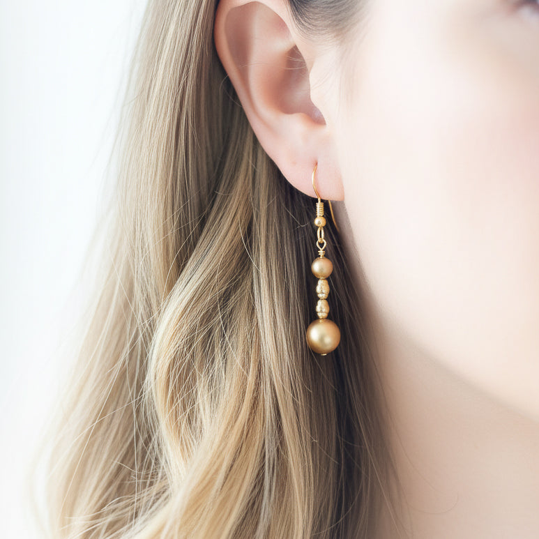 Swarovski Bronze Pearl Dangle Earrings