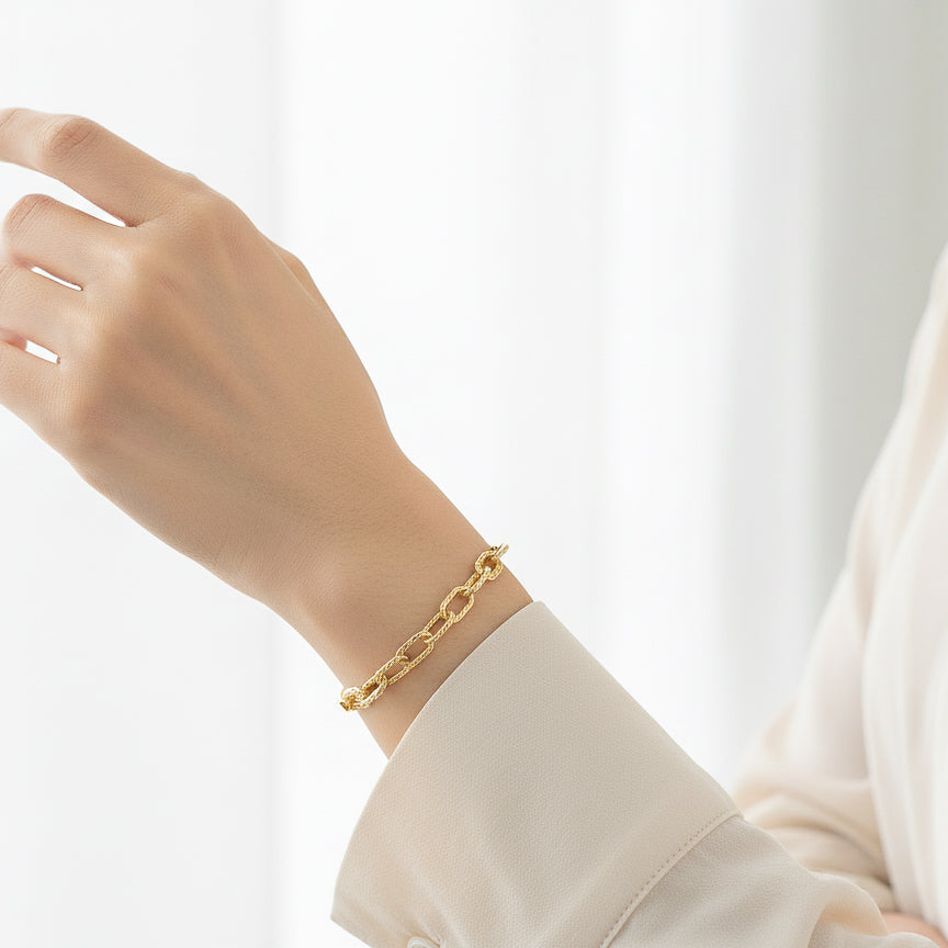 Gold Mixed Metal Bangle Bracelet