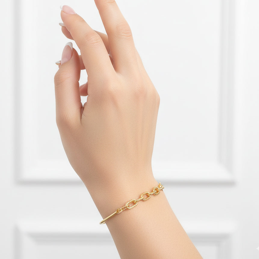 Gold Mixed Metal Bangle Bracelet