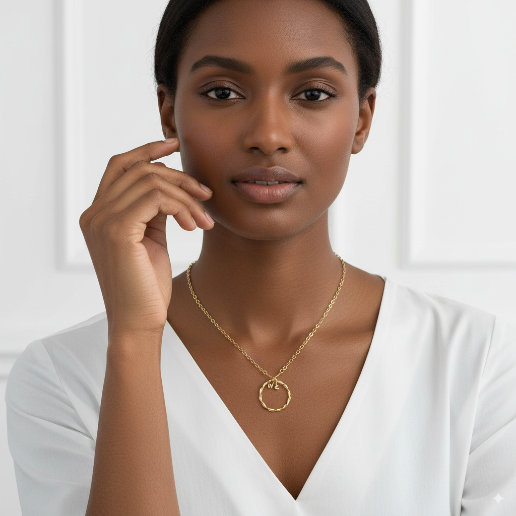 Gold Twisted Circle Necklace