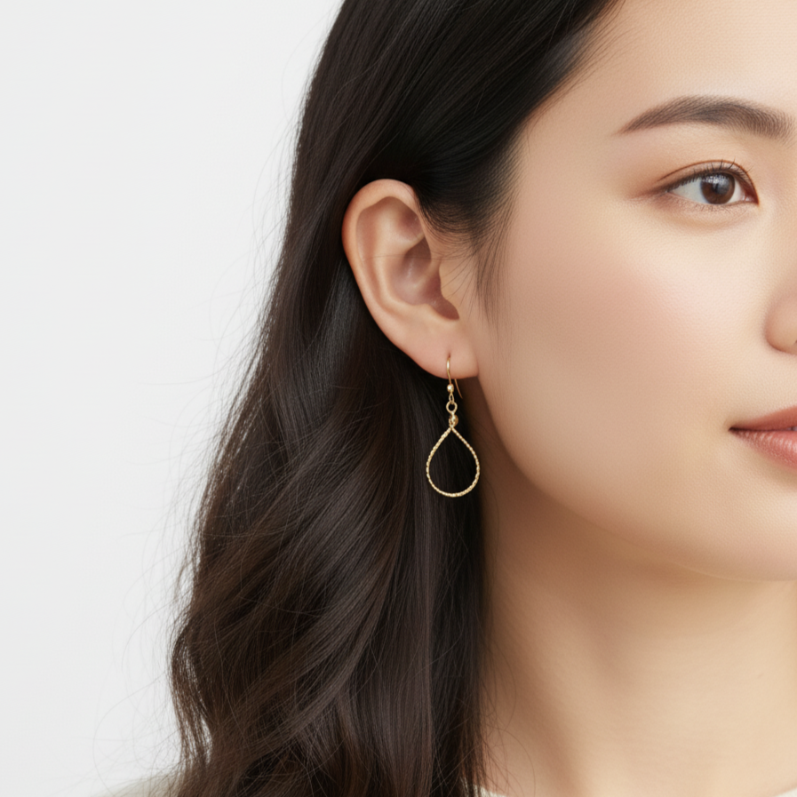 Gold Petite Teardrop Twisted Wire Earrings