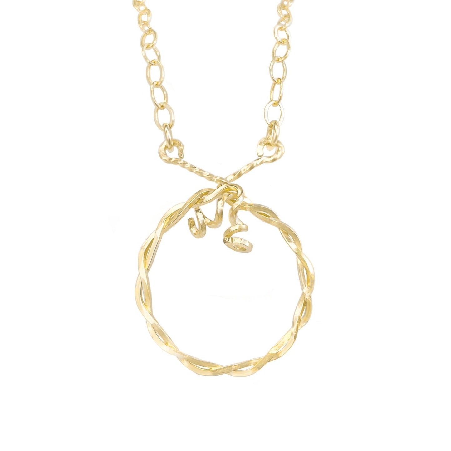 Gold Twisted Circle Necklace