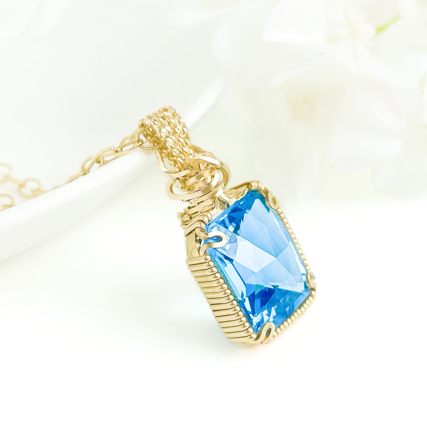 Swiss Blue Topaz Pendant Necklace