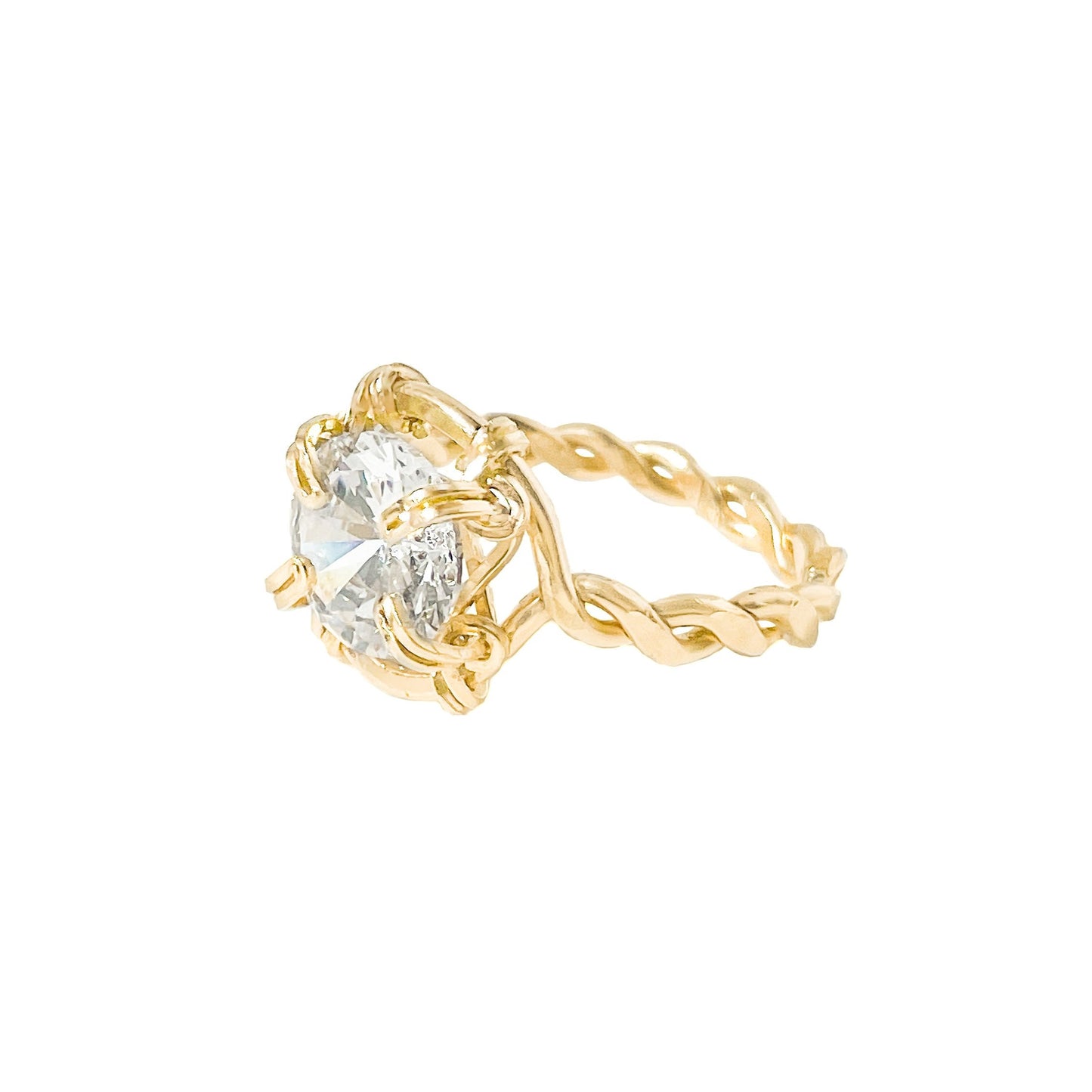 Cubic Zirconia Twisted Band Ring