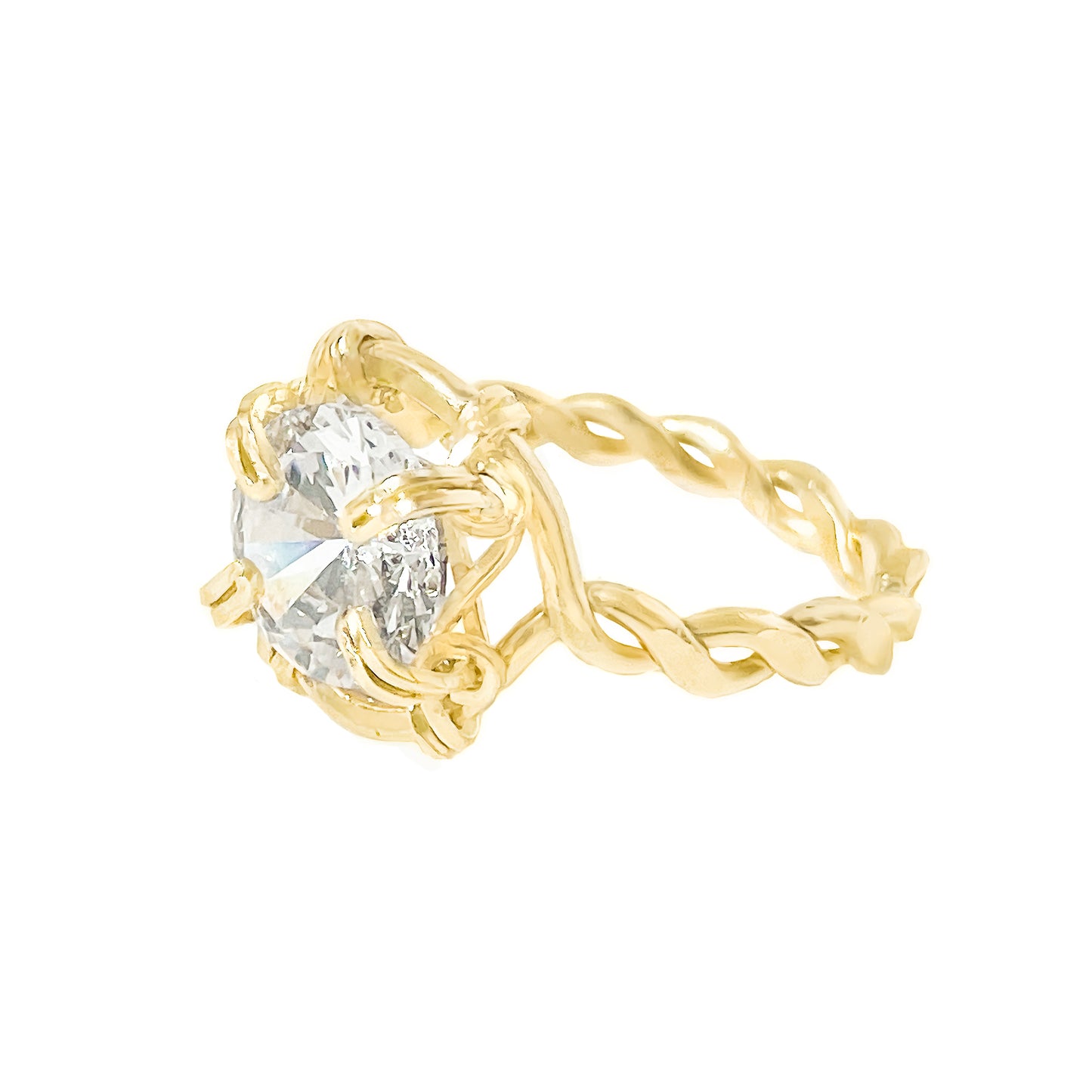 Cubic Zirconia Twisted Band Ring