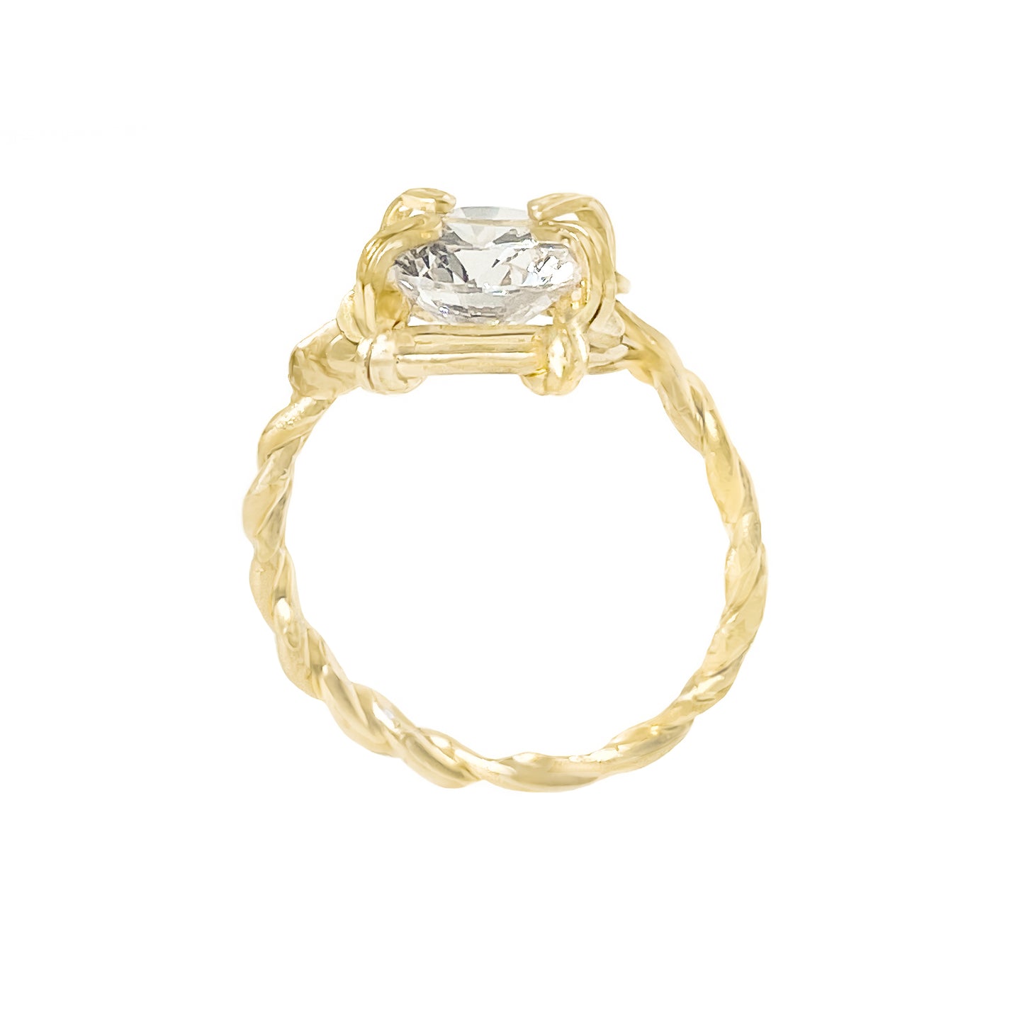 Cubic Zirconia Twisted Band Ring