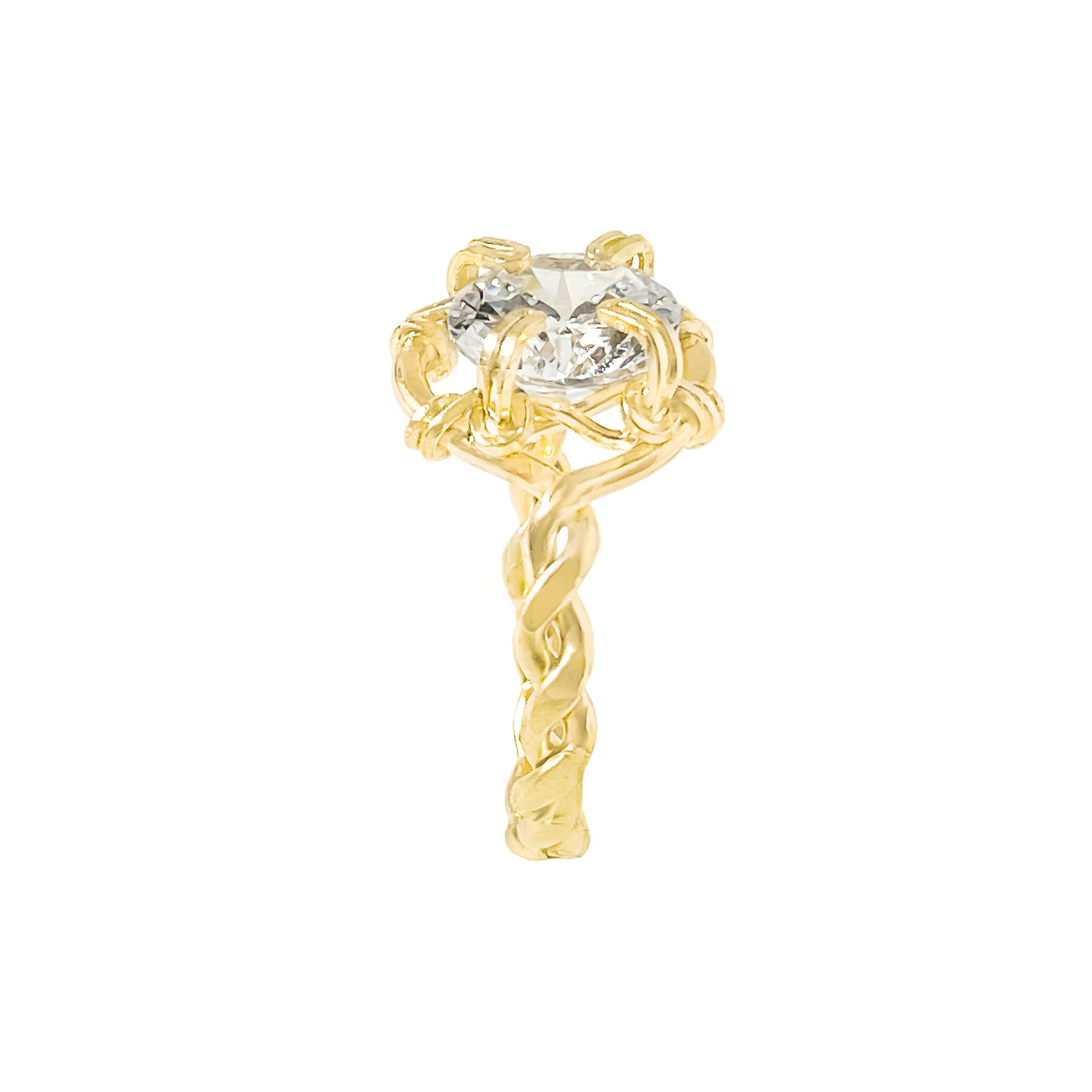 Cubic Zirconia Twisted Band Ring