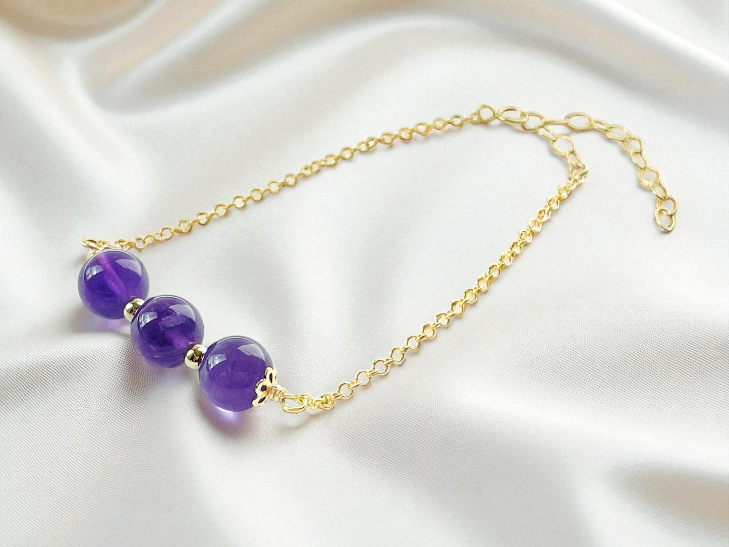 Purple Amethyst Beaded Column Bracelet