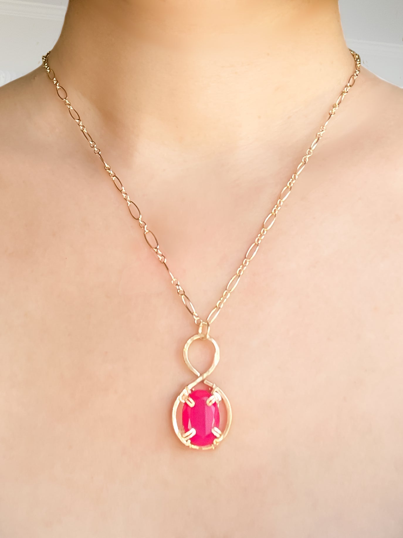 Pink Chalcedony Pendant Necklace