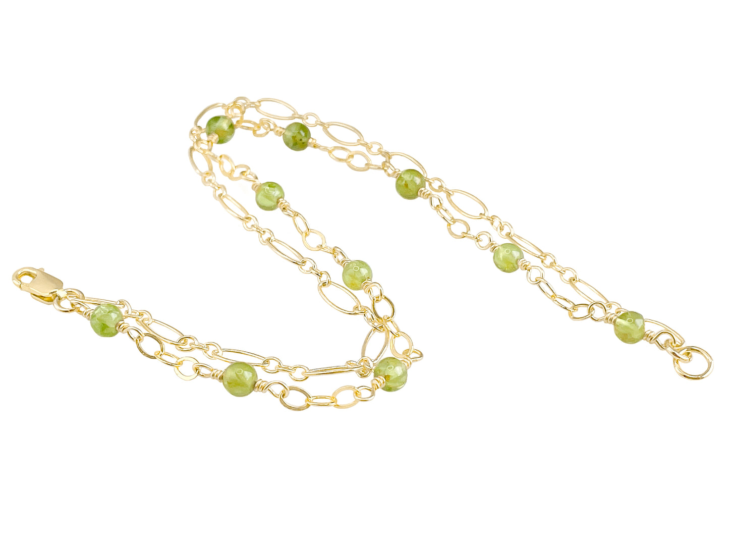Peridot Two Strand Beaded Bracelet