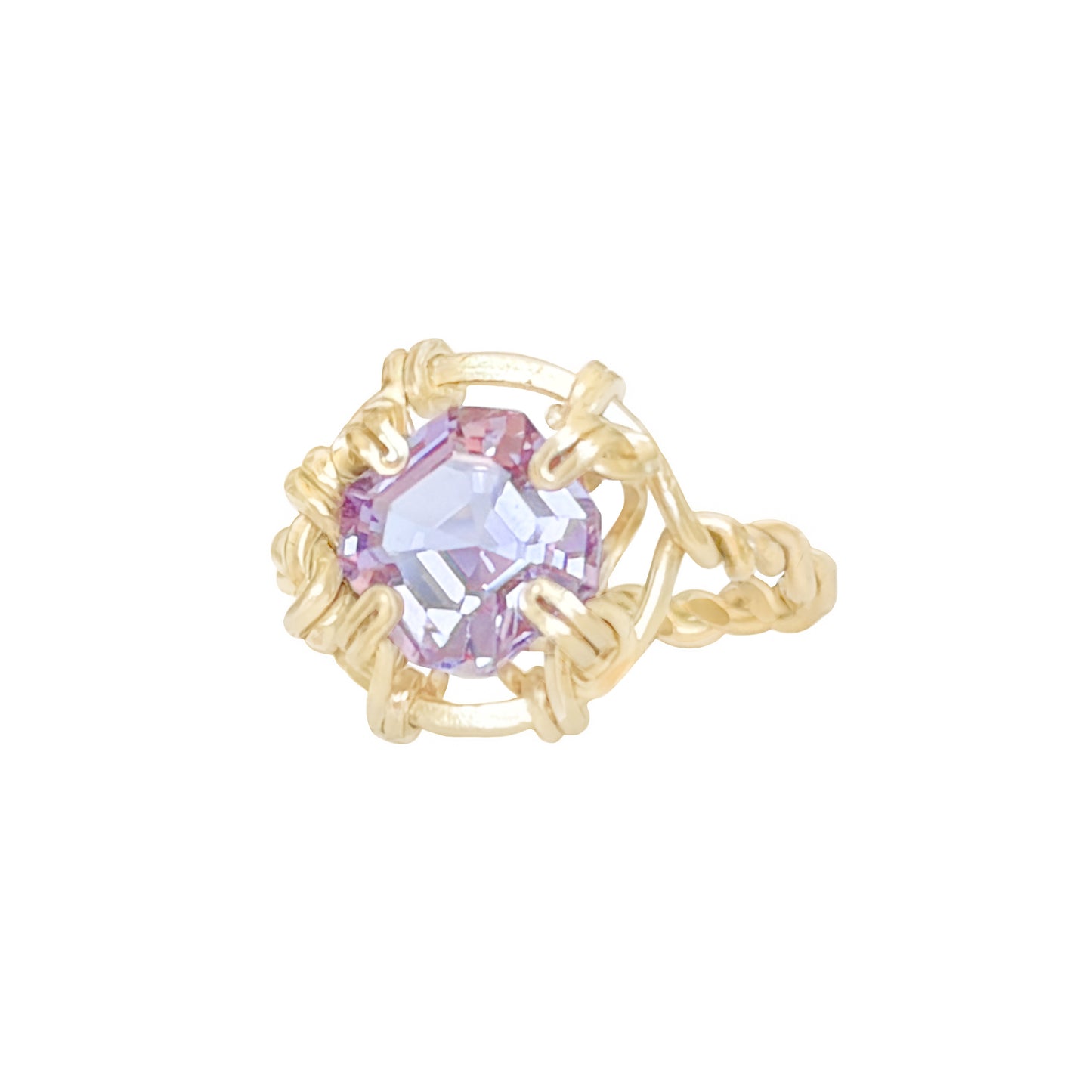 Purple Amethyst Twisted Band Ring