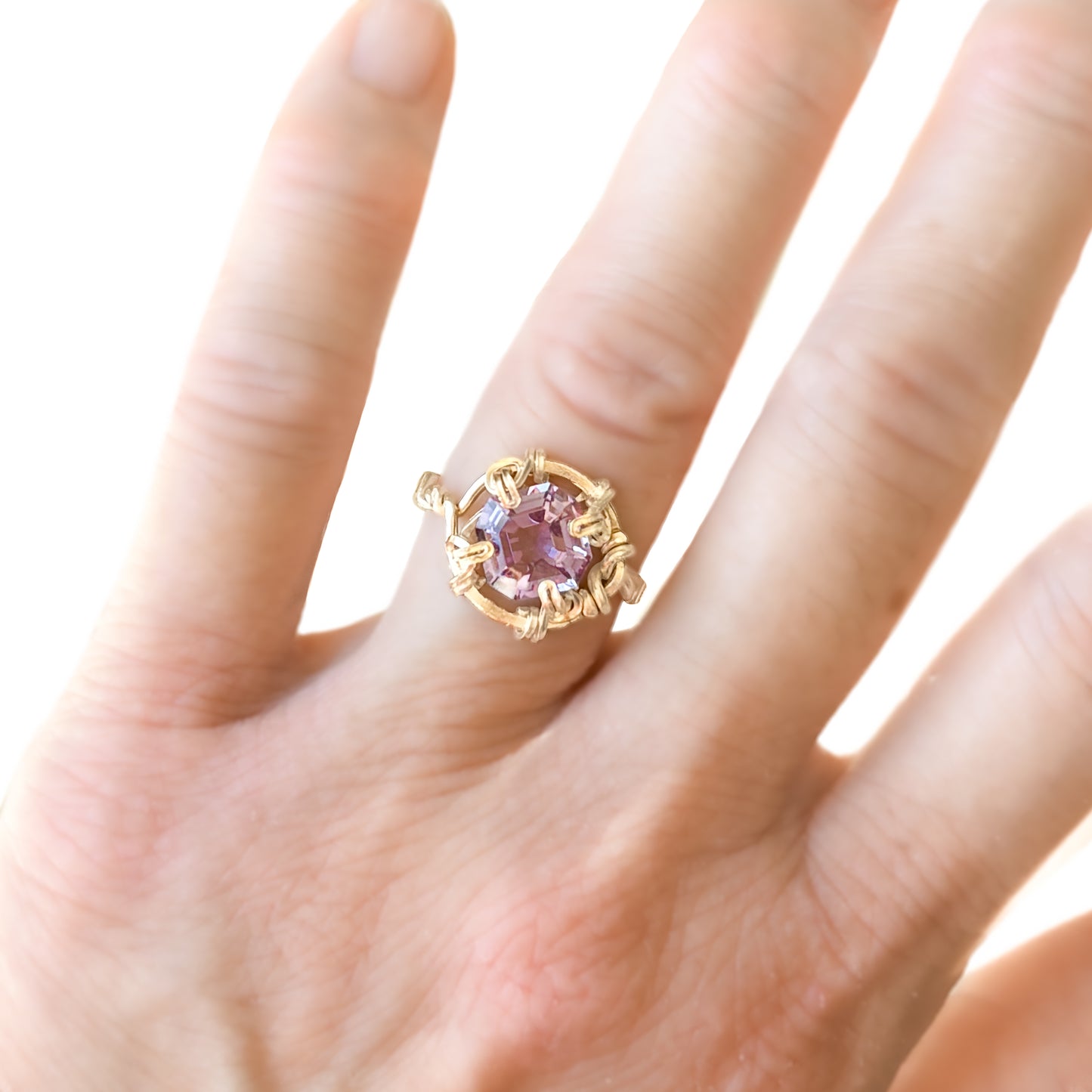 Purple Amethyst Twisted Band Ring