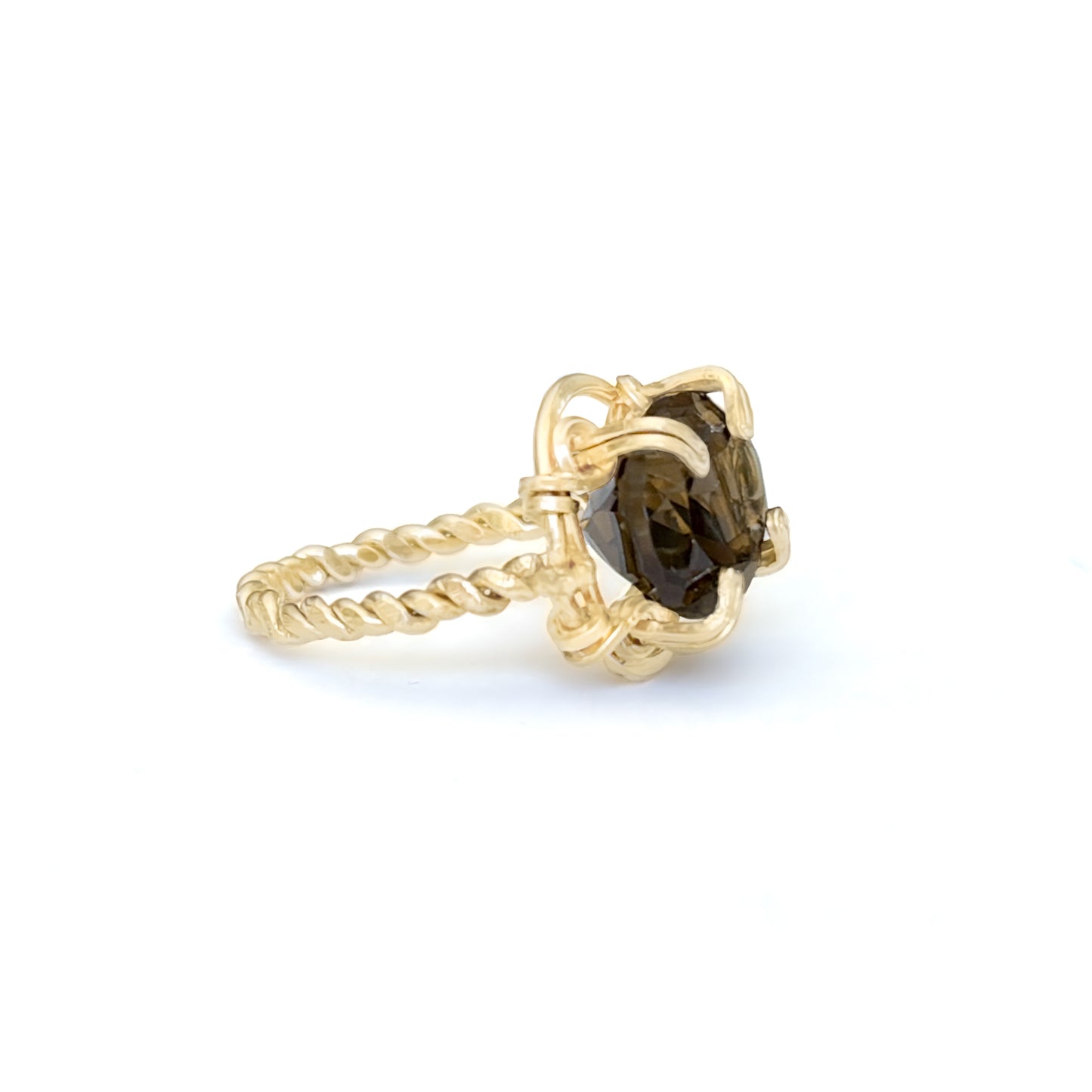 Smoky Quartz Twisted Band Ring
