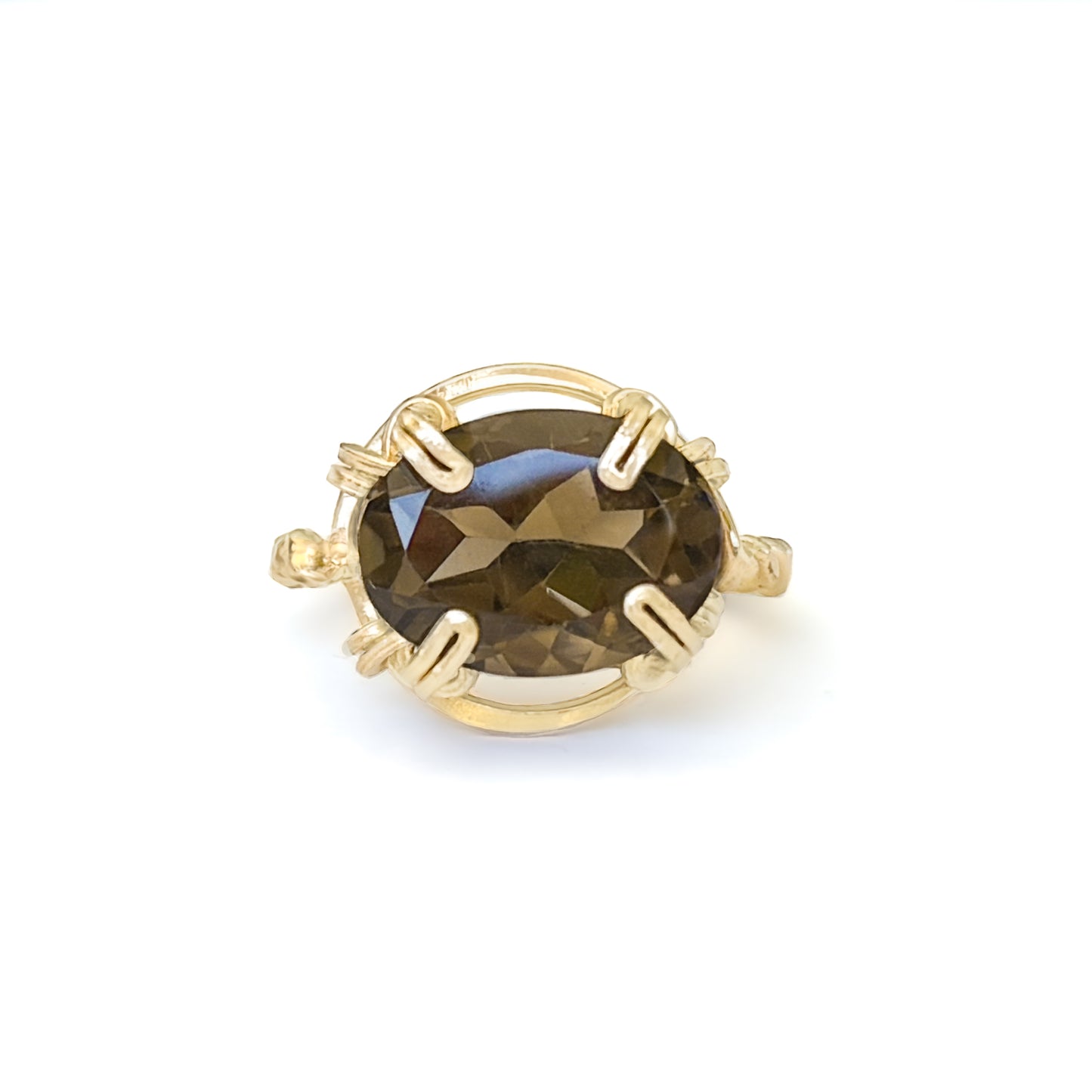 Smoky Quartz Twisted Band Ring