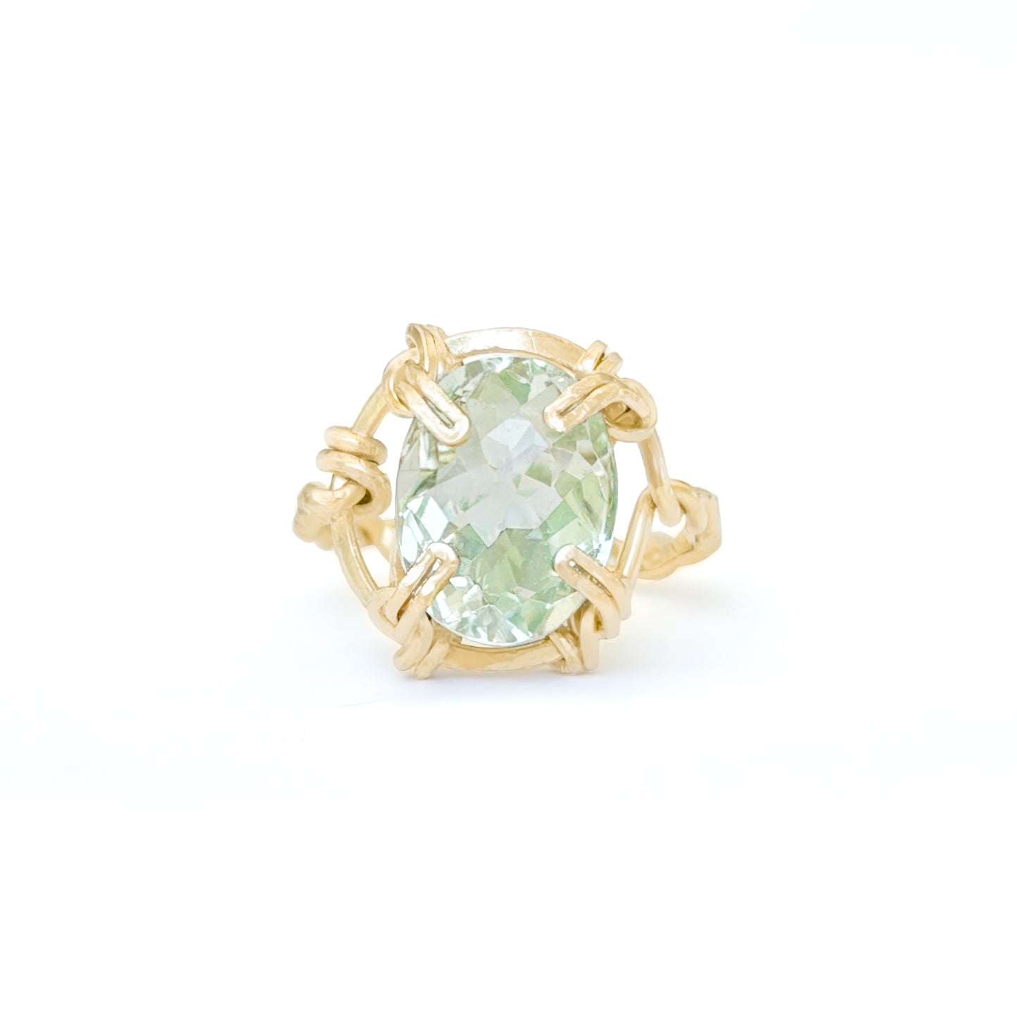 Green Amethyst Twisted Band Ring