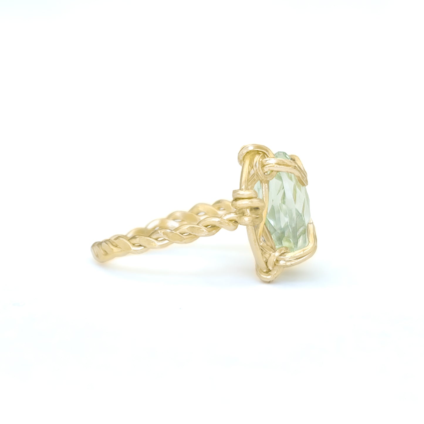 Green Amethyst Twisted Band Ring