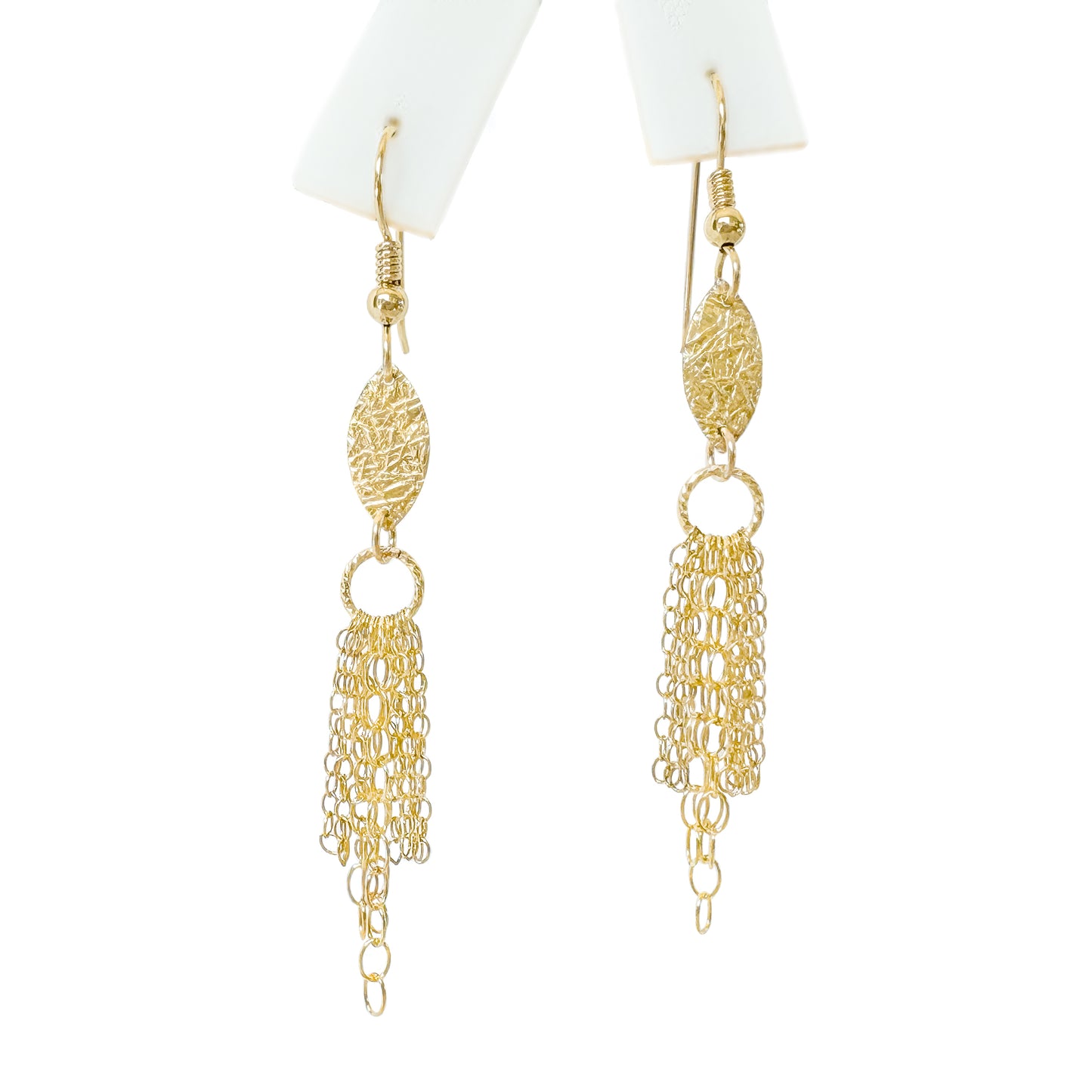 Gold Leaf Fringe Earrings