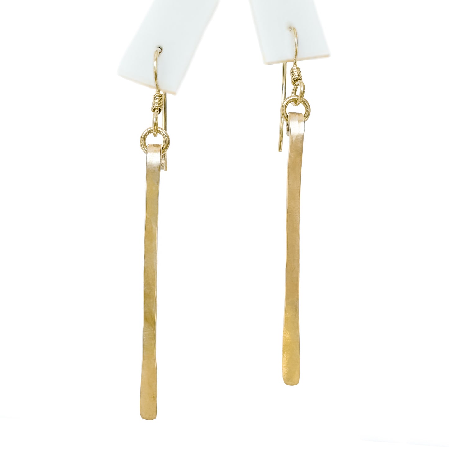 Gold Hammered Bar Earrings