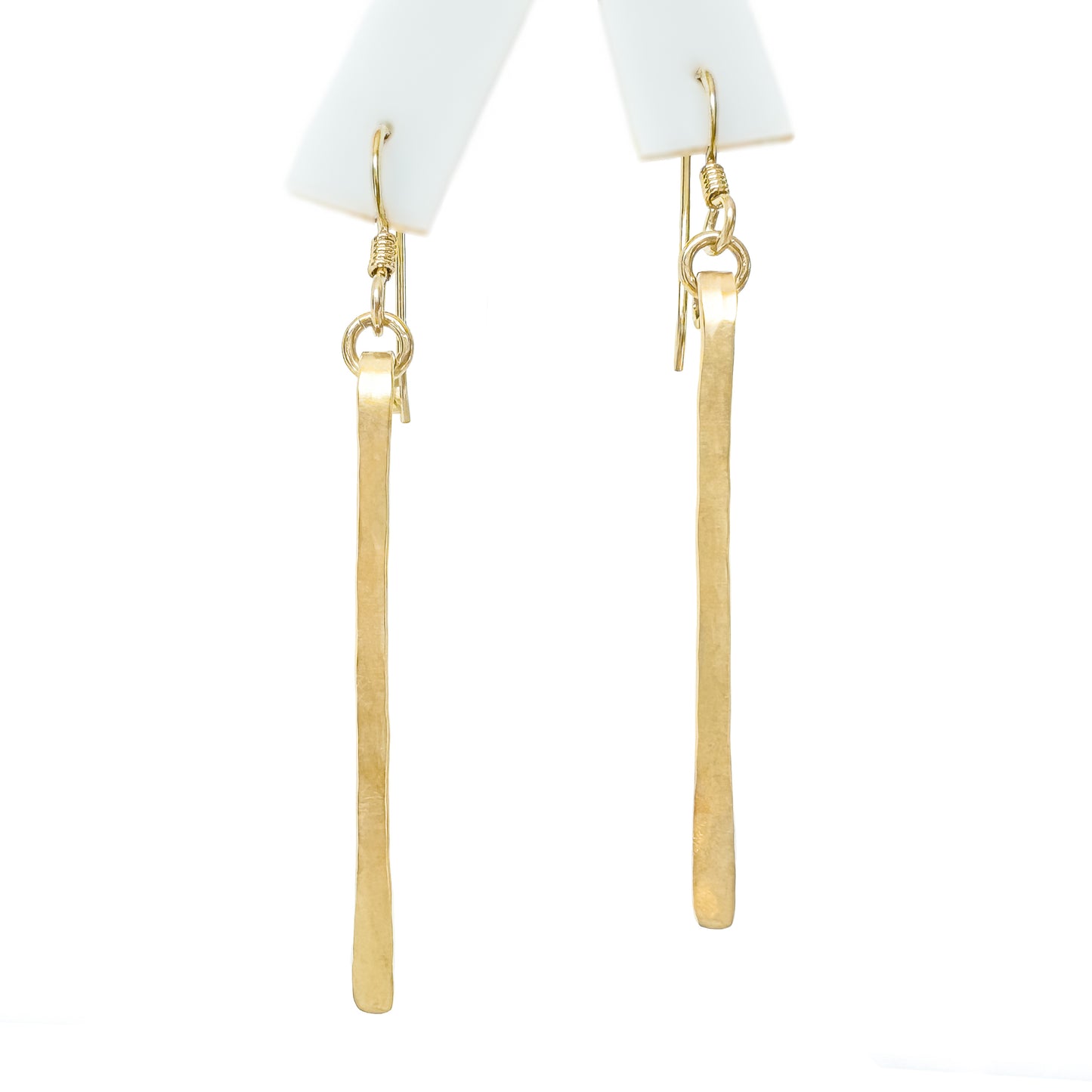 Gold Petite Hammered Bar Earrings