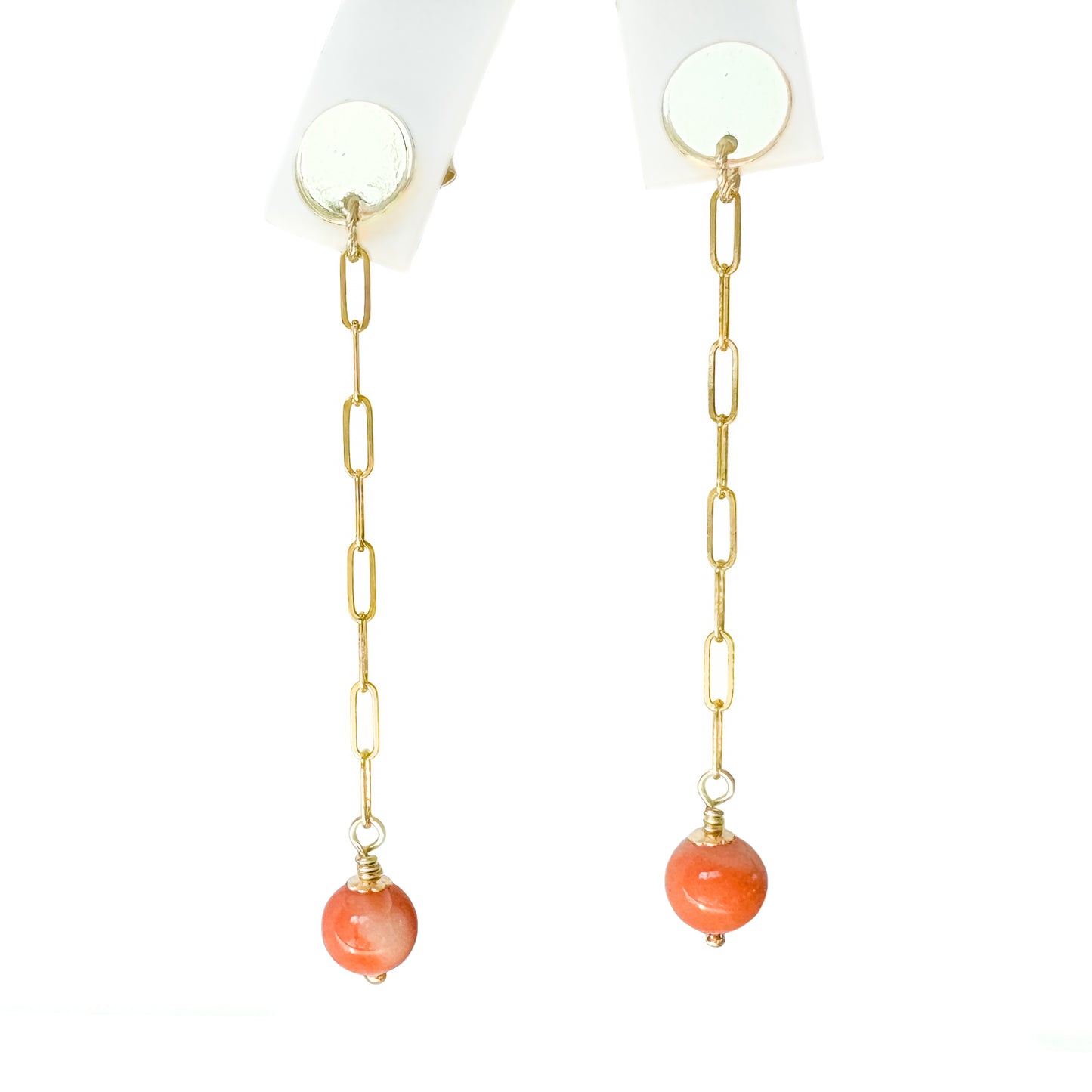 Coral Long Earrings