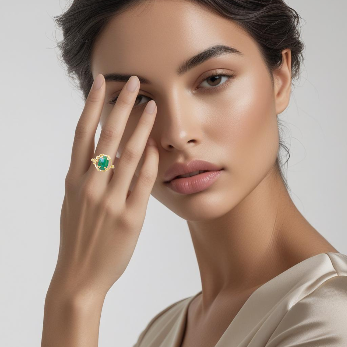 Emerald Twisted Band Ring