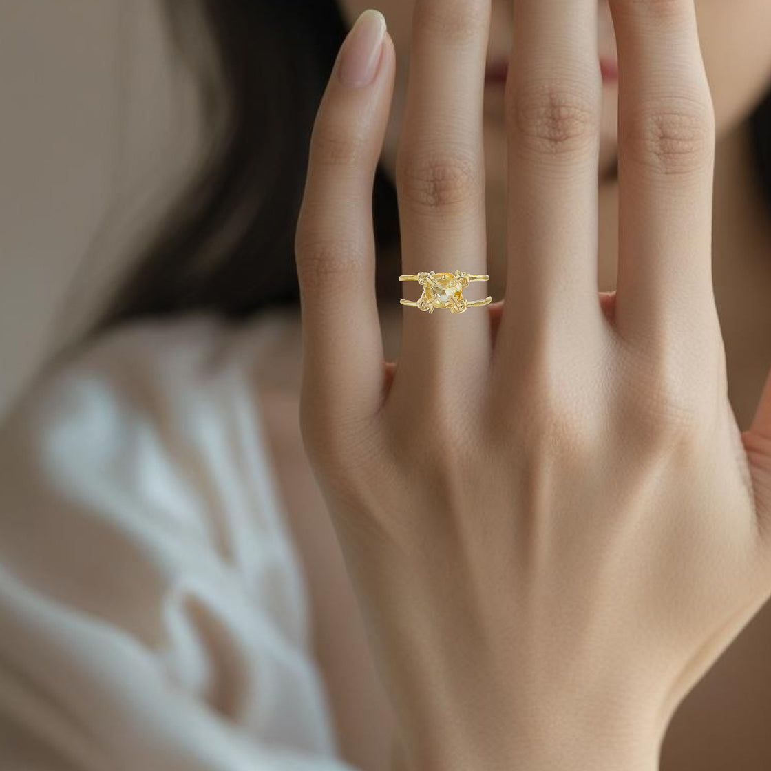 Citrine Double Banded Ring