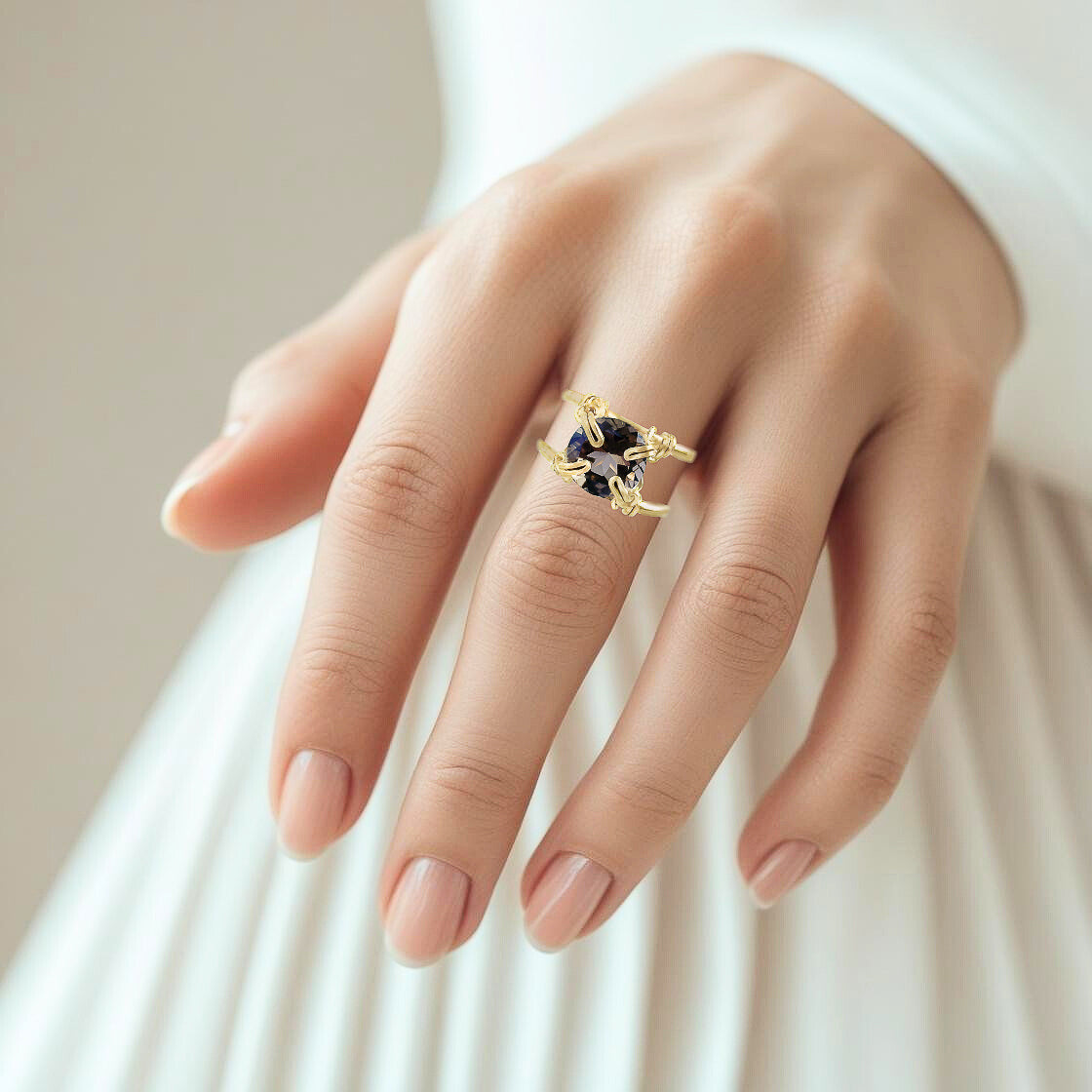 Smoky Quartz Double Banded Ring