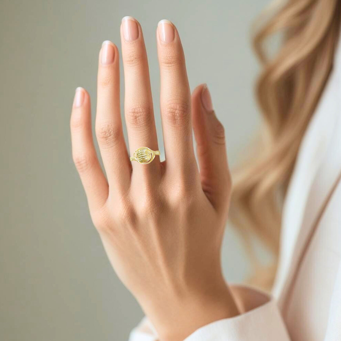 Gold Bead Wire Wrapped Ring