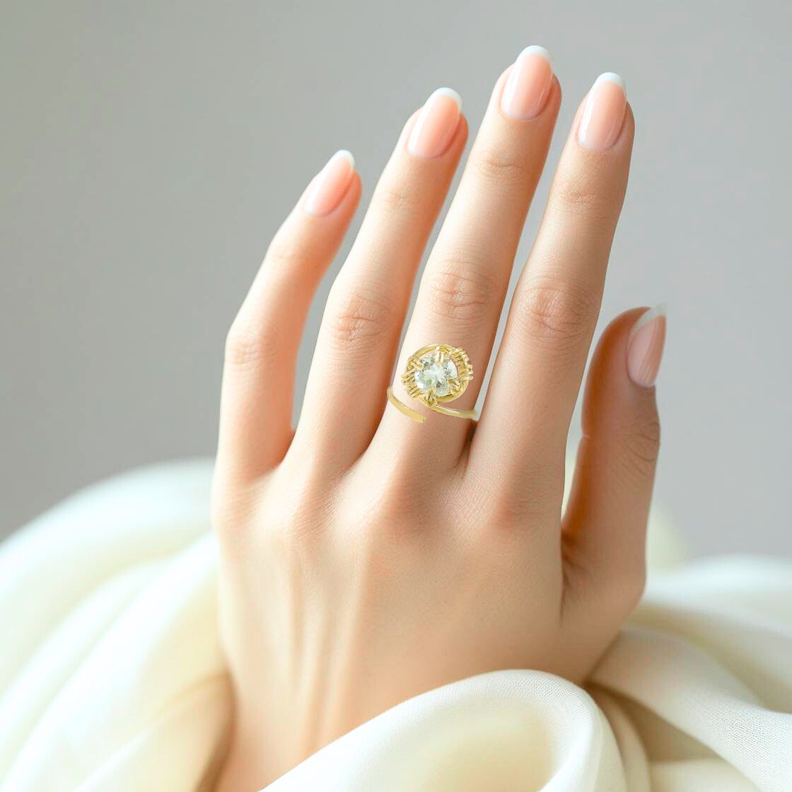 Green Amethyst Swirl Ring